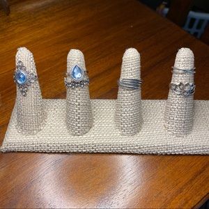 Blue Horizon Set of 7 Silver Knuckle Rings